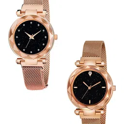 Gopal Shopcart Unisex Pack of 2 Stainless Steel Bracelet Style Straps Analogue Watch-picture-40