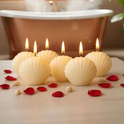 Garden Deco White & Cream-Coloured 6 Pieces Sea Shell Decorative Scented Candle image 5