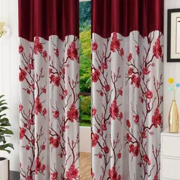 Galaxy Home Decor Maroon Set of 2 Floral Window Curtain-image-63