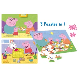 Frank Peppa Pig Jigsaw puzzle Multicolour Set of 3- 48 Pieces image 2