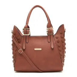 Giordano Brown Solid Satchel Handbag-image-7