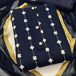 SAINOOR Floral Embroidered Semi-Stitched Dress Material-image-82