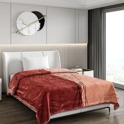 Monte Carlo Brown & Black Floral Printed 950 GSM Heavy Winter Single Bed Blanket-image-47