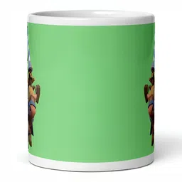 Mr UVD White & Green Cartoon Characters Printed Ceramic Matte Mug 350 ml image 4