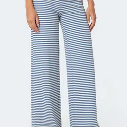LULU & SKY Women Striped Flared Low-Rise Chambray Trousers-picture-20