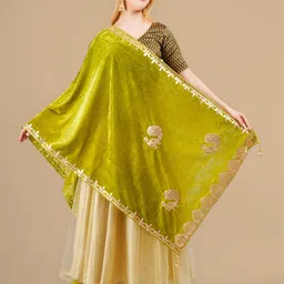 Karthav Fashion Ethnic Motifs Embroidered Velvet Dupatta with Gotta Patti-picture-30