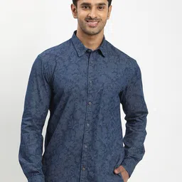 Indian Terrain Men Classic Fit Floral Printed Spread Collar Pure Cotton Casual Shirt-picture-23