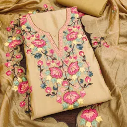 HERE&NOW Floral Embroidered beads and Stones Unstitched Dress Material-image-58
