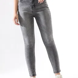 High Star Women Comfort Skinny Fit High-Rise Light Fade Jeans-image-78