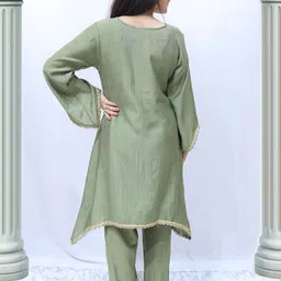 MYROR Embroidery V-Neck Tunic With Trousers Co-Ords image 3