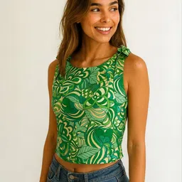 R.Code by The Roadster Life Co. Women Printed Abstract Crop Top image 4