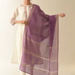 JAYPORE Floral Printed Cotton Silk Dupatta-picture-25