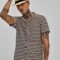 Snitch Horizontal Striped Slim Fit Casual Shirt-image-59