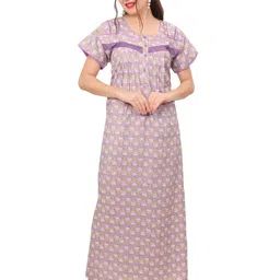 Ms.Lingies Women Pure Cotton Printed Maxi Nightdress-image-5