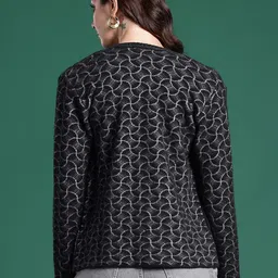 Cayman Geometric Self Design Woollen Cardigan image 2