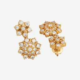 Kushal's Fashion Jewellery 92.5 Pure Silver Gold-Plated Stones Studded Drop Earrings image 3