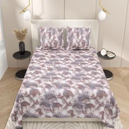 INDRA'S Multicoloured & Pink 250 TC King Bedsheet with 2 Pillow Covers-picture-12