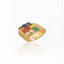 R G MART Unisex Gold-Plated Ashtadhatu Navratan Studded Finger Ring-image-98