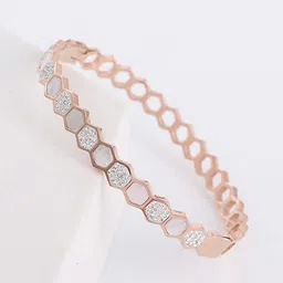 Designs & You Women American Diamond Rose Gold-Plated Bangle-Style Bracelet image 3