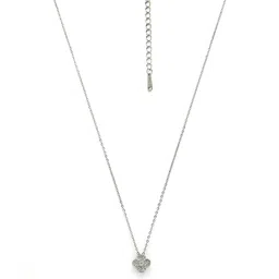 Bohey by KARATCART Silver-Plated Cubic Zirconia Studded Floral Pendant With Chain image 5