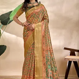 Okom Ethnic Motifs Silk Blend Handloom Saree-picture-14