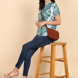 PinkTribe Tie and Dye Mandarin Collar Top image 2