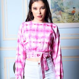 Sera Tie and Dye Print Crepe Crop Top-picture-16