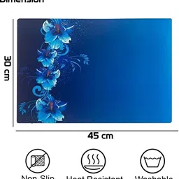 Aura 6Pcs Blue & White Printed Table Placemats image 4