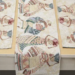 HOKIPO 5Pcs Cream-Colored & Brown Dining Table Placemats With Runner image 5