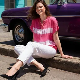 CORSICA Tie and Dye Mandarin Collar Top image 3