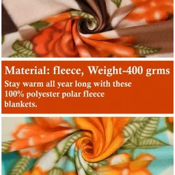bsb home Multicoloured Set of 4 Floral AC Room 120 GSM Single Bed Blanket image 2
