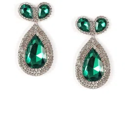 StyleCast Silver-Plated Rhinestone Studded Teardrop Shaped Drop Earrings image 3