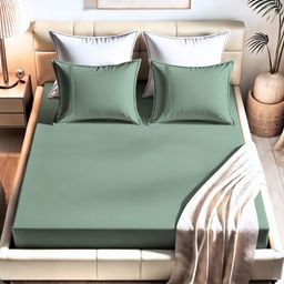 ERBA Green Cotton 400 TC King Bedsheet Set-picture-5