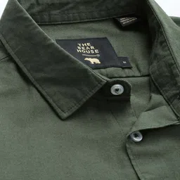 the bear house Men Slim Fit Solid Spread Collar Casual Shirt image 2