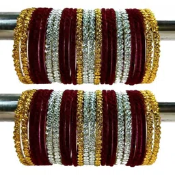 Instyle Forever Set Of 40 Maroon Glass Artificial Stones Bangle image 1