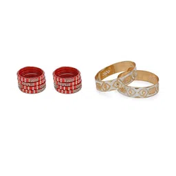 1ST TIME Set Of 10 Red Alloy Artificial Stones & Beads Bangles-picture-32