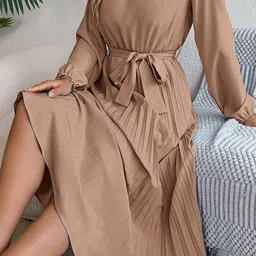 StyleCast x Revolte Accordion Pleats Fit & Flare Solid Midi Dress image 2