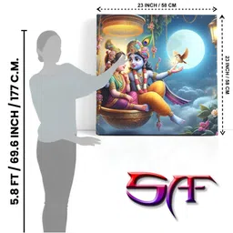 SAF Blue & Yellow 1 Piece Canvas Religious Wall Paintings image 4