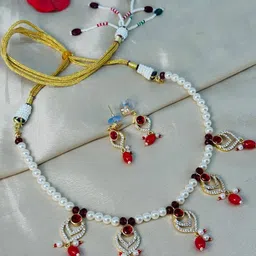 flying beads Women White Artificial Beads One Gram Gold Polish Brass Jewellery Set-picture-20