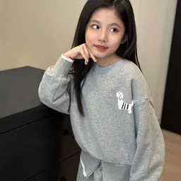 LULU & SKY Girls Round Neck Sweatshirt With Trousers image 2