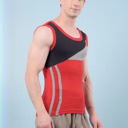 RKG Pack Of 3 Assorted Colourblocked Cotton Gym Vests-picture-19