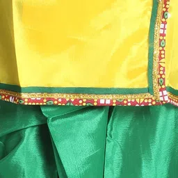 BownBee Janmashtami Theme Full Sleeves Kanhaiya Suit With Basuri & Mukut With Band - Yellow image 5