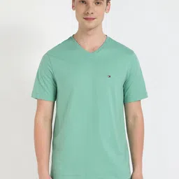 Tommy Hilfiger Men Solid V-Neck Cotton T-shirt image 1