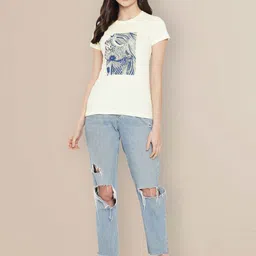 Metronaut Women Typography 3 Printed Applique T-shirt image 4