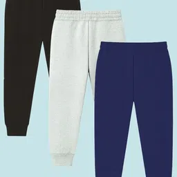 YK Pack Of 3 Boys Printed Mid Rise Drawstring Waistband Joggers image 3