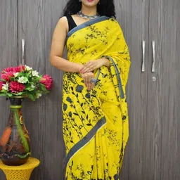 Moda Rapido Floral Printed Pure Cotton Saree image 5