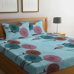 Myntra Elegant Homes Green & Pink Printed 300 TC Fitted King Bedsheet Set 2.5 x 2.2 m-picture-39