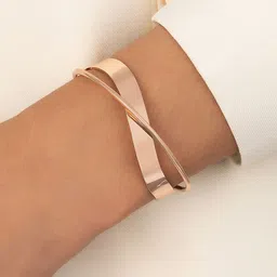 Shining Diva Fashion Rose Gold-Plated Cuff Bracelet image 5