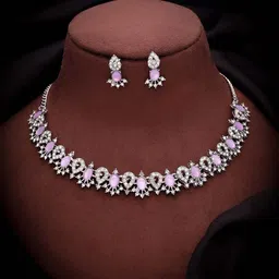 DIVASTRI Set Of 2 Gold-Plated American Diamond Studded Jewellery Set image 2