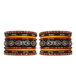 TAJ BRIDAL STORE Set Of 18 Kundan Studded Bangles image 3